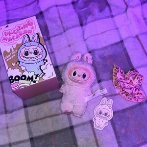 Exciting Maroon labubu soy milk Plush Toy